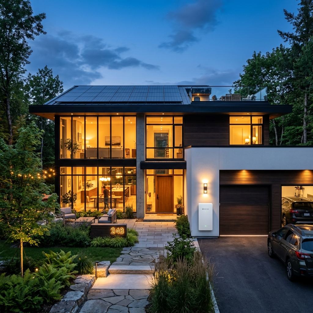 Modern commercial building with integrated energy storage solution